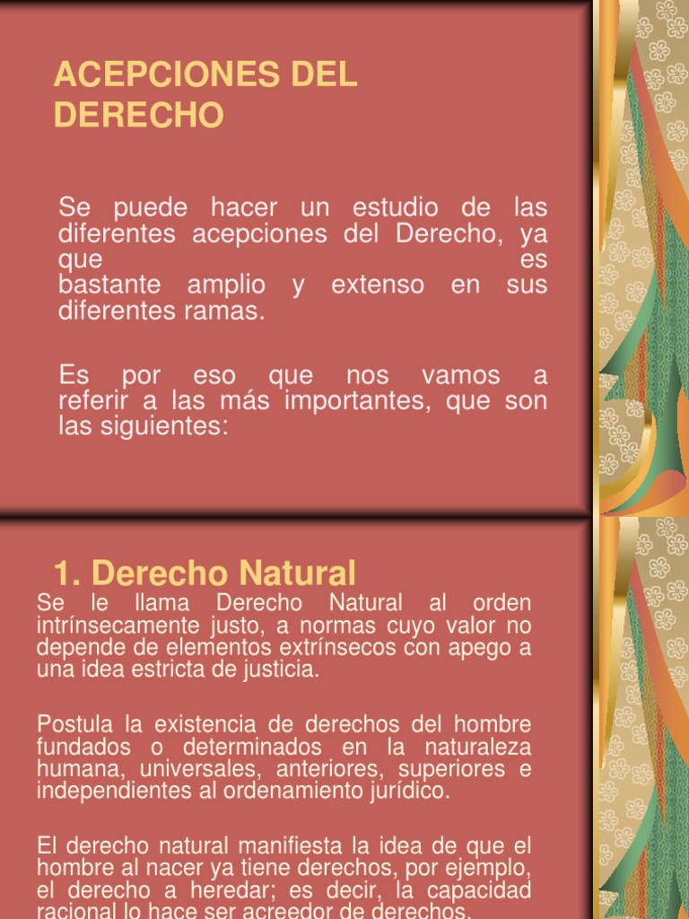 2 Acepciones de La Palabra Derecho La Ley natural