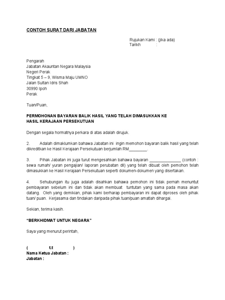 Contoh Surat Bayar Balik Koperasi