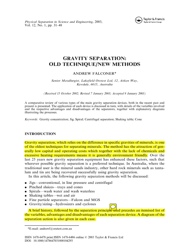 Gravity Separation Methods Overview | PDF | Physical Sciences | Science