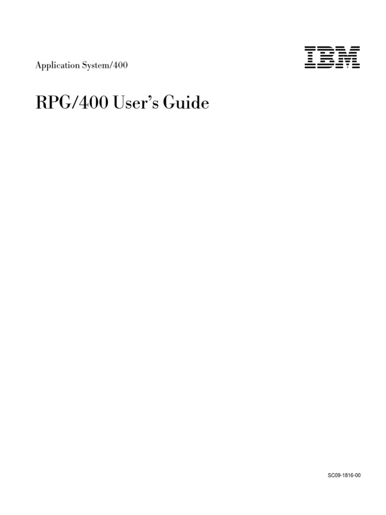 c0918160 RPG 400 User's Guide | PDF | Ibm Rpg | Ibm System I