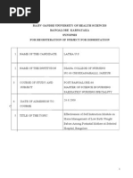 Rajiv Gandhi University of Health Sciences Bangalore Karnataka Synopsis For Registeration of Subject For Dissertation