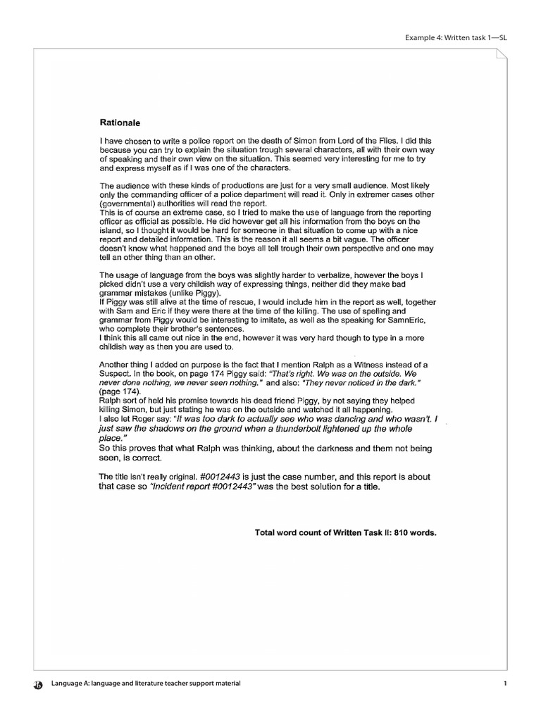 Written Task Police Report