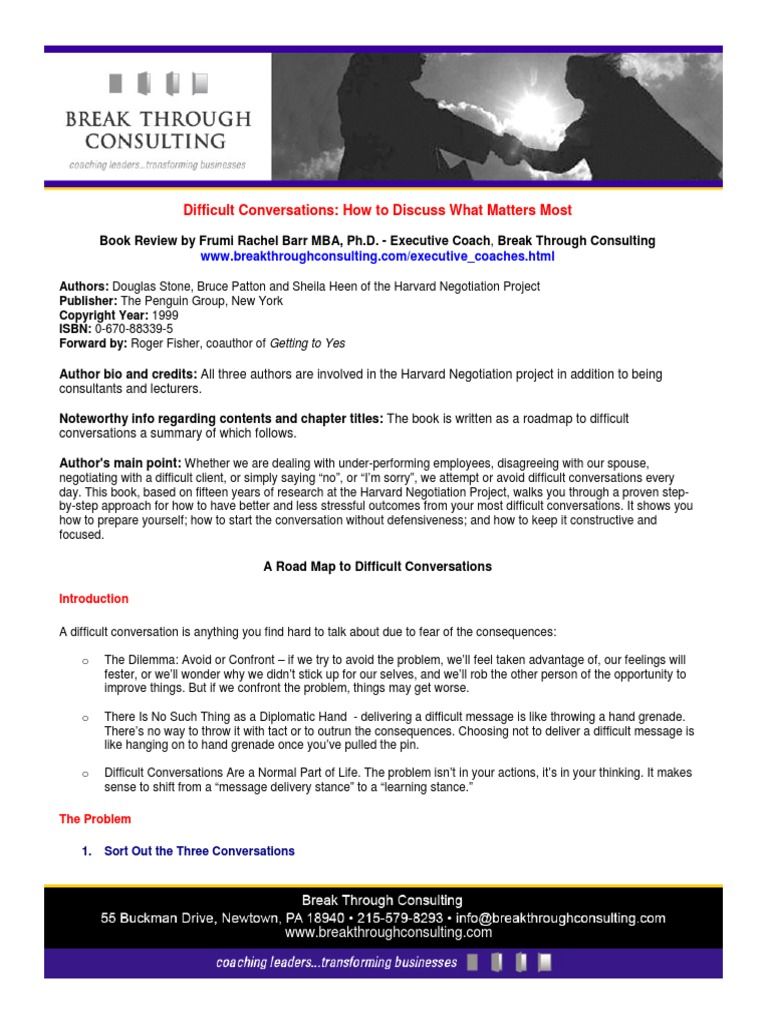 Difficult Conversations | PDF