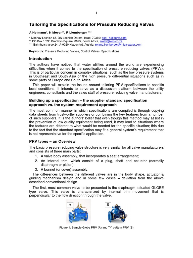 Tailoring The Specifications For Pressure Reducing Valves | PDF | Valve ...