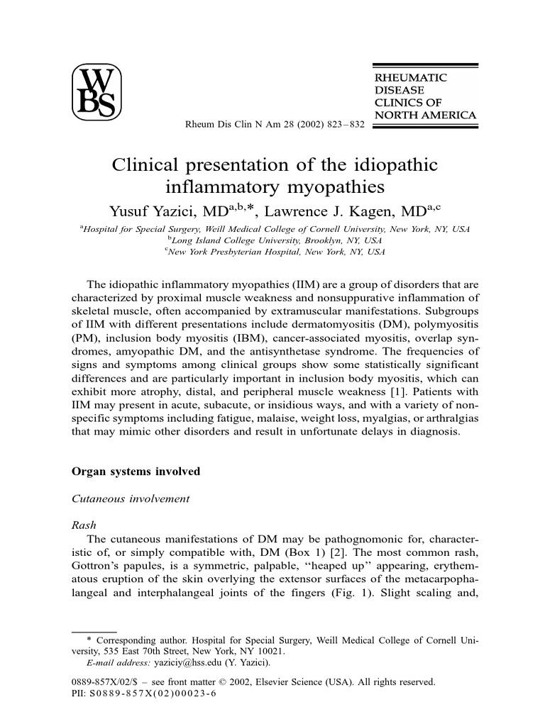 Clinical Presentation of The Idiopathic Inflammatory Myopathies Clinics ...