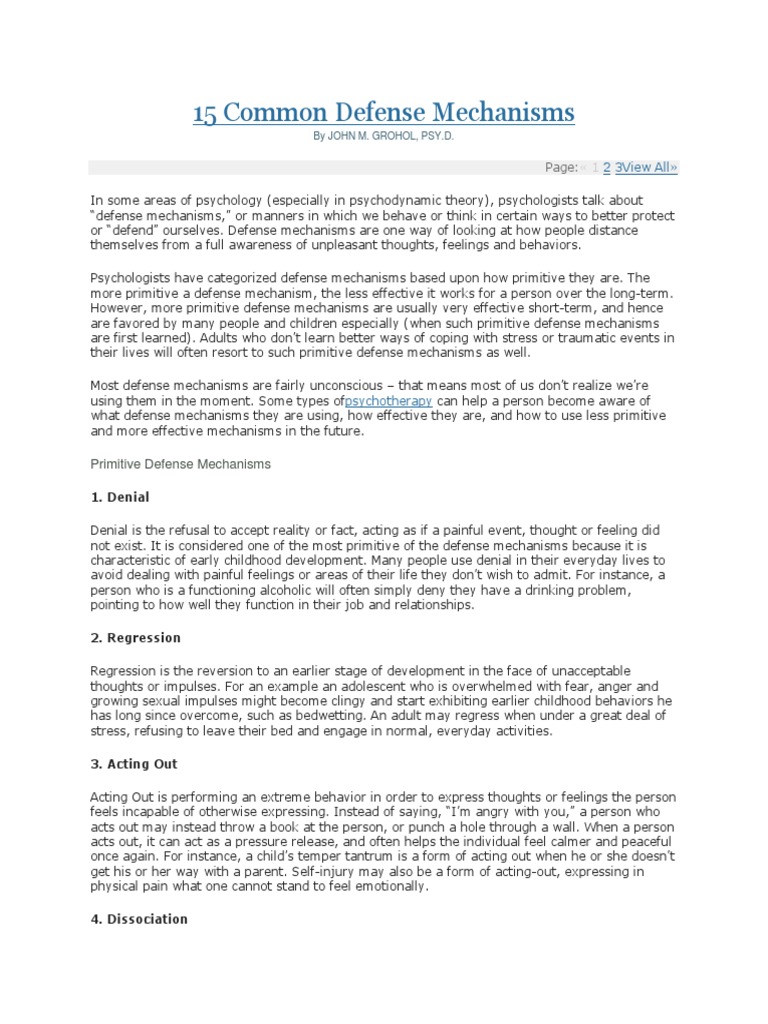 Common Defense Mechanisms | PDF