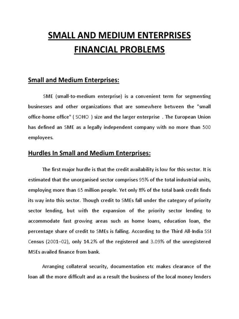 SME Financial Challenges & Solutions | PDF | Small And Medium Sized ...