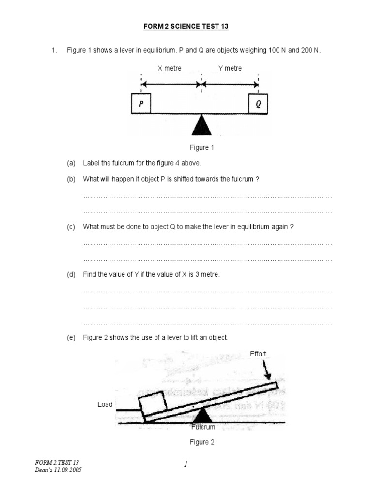 Understanding Levers, Friction, and Pressure An Analysis of Form 2