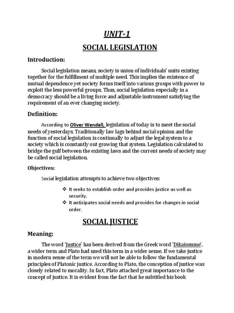 Social Legislation PDF Social Policy Justice