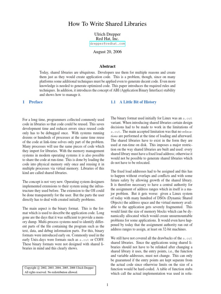 How To Write Shared Libraries | PDF | Library (Computing) | System Software