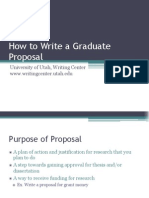 How To Write A Graduate Proposal: University of Utah, Writing Center WWW - Writingcenter.utah - Edu