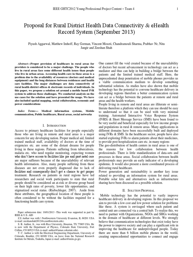 IEEE Report Forma Rural District Health Office Data Connectivity and ...