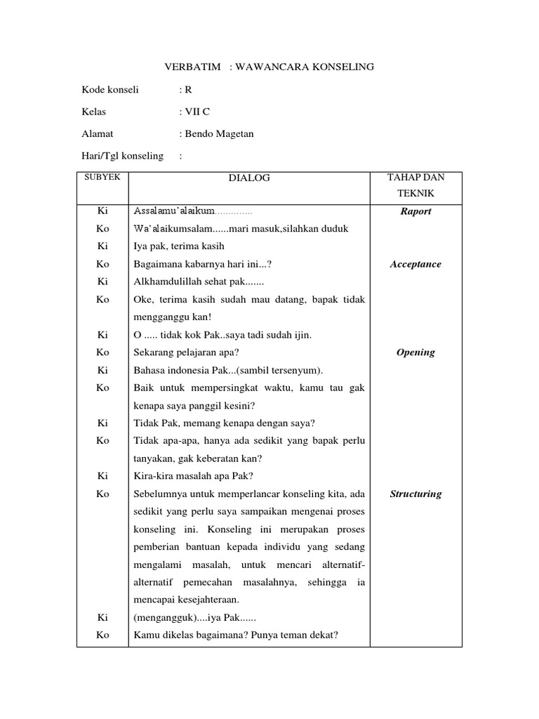 Verbatim Konseling