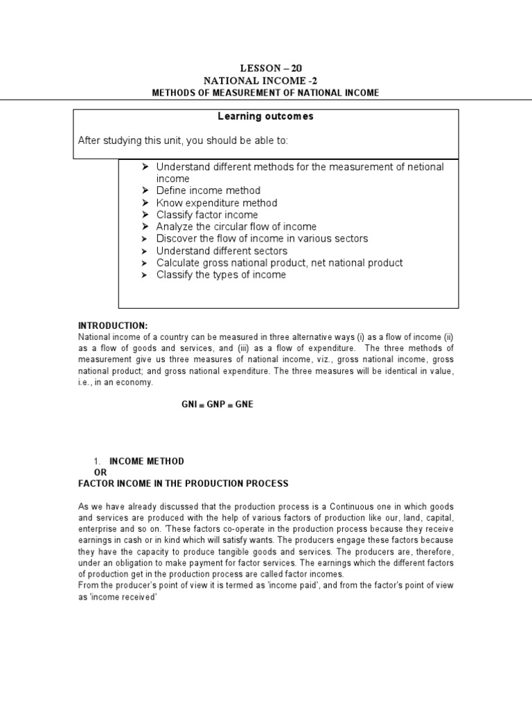 Lesson - 20 National Income - 2 | PDF