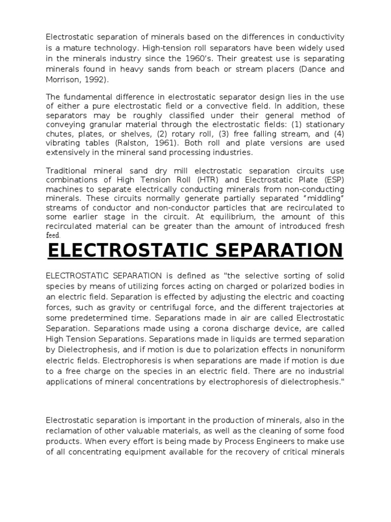 Electrostatic - Separation by Sandeep | PDF | Electrostatics ...