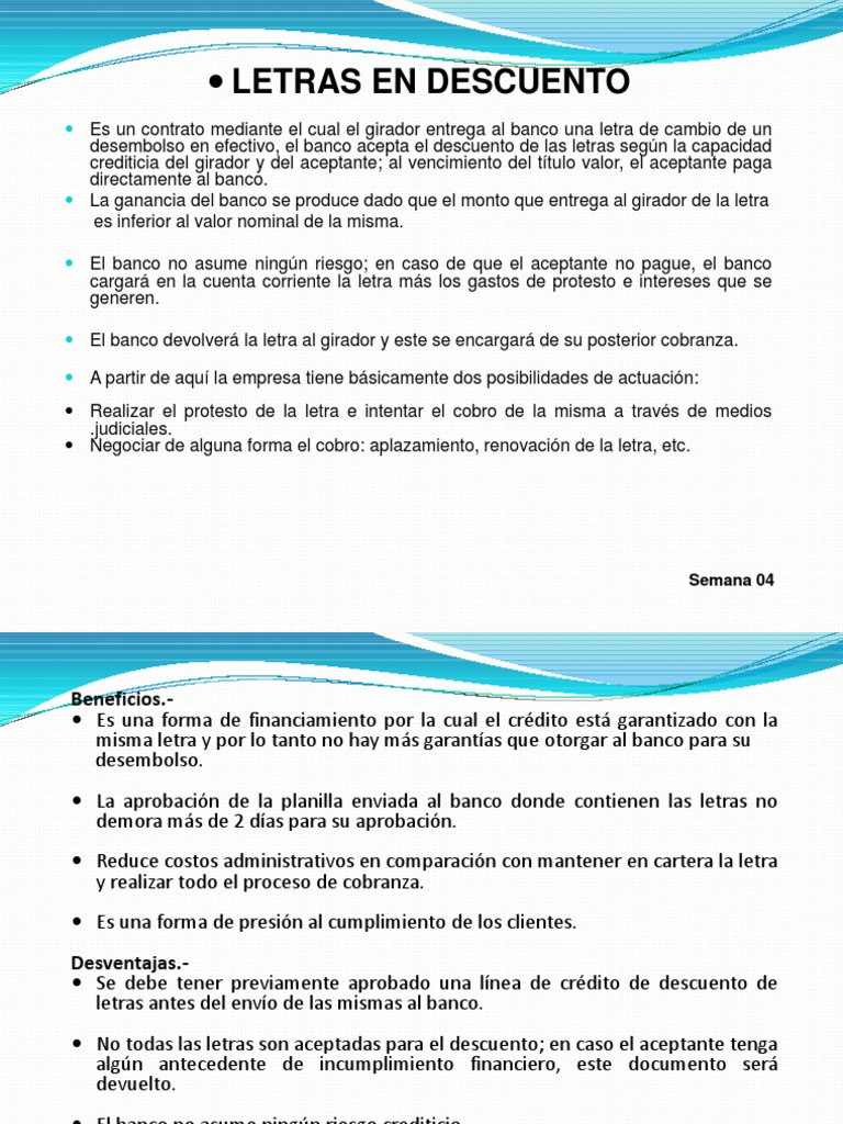 Desventajas y beneficios de letras en descuento | PDF | Factoring ...