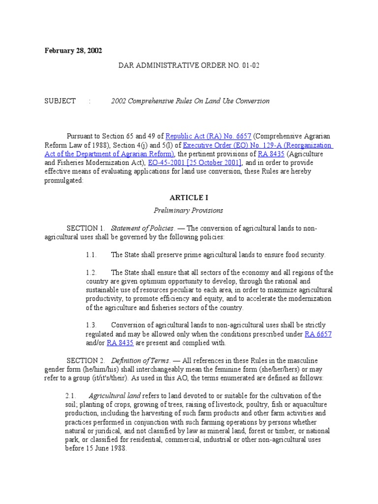 2002 Rules on Land Use Conversion | PDF | Feasibility Study | Agriculture