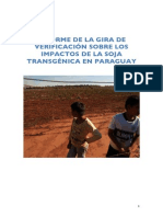 Informe de la gira de verificación sobre los impactos de la soja transgénica en Paraguay.