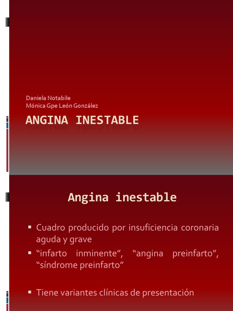Angina Inestable: Diagnóstico y Tratamiento | PDF | Angina de pecho ...