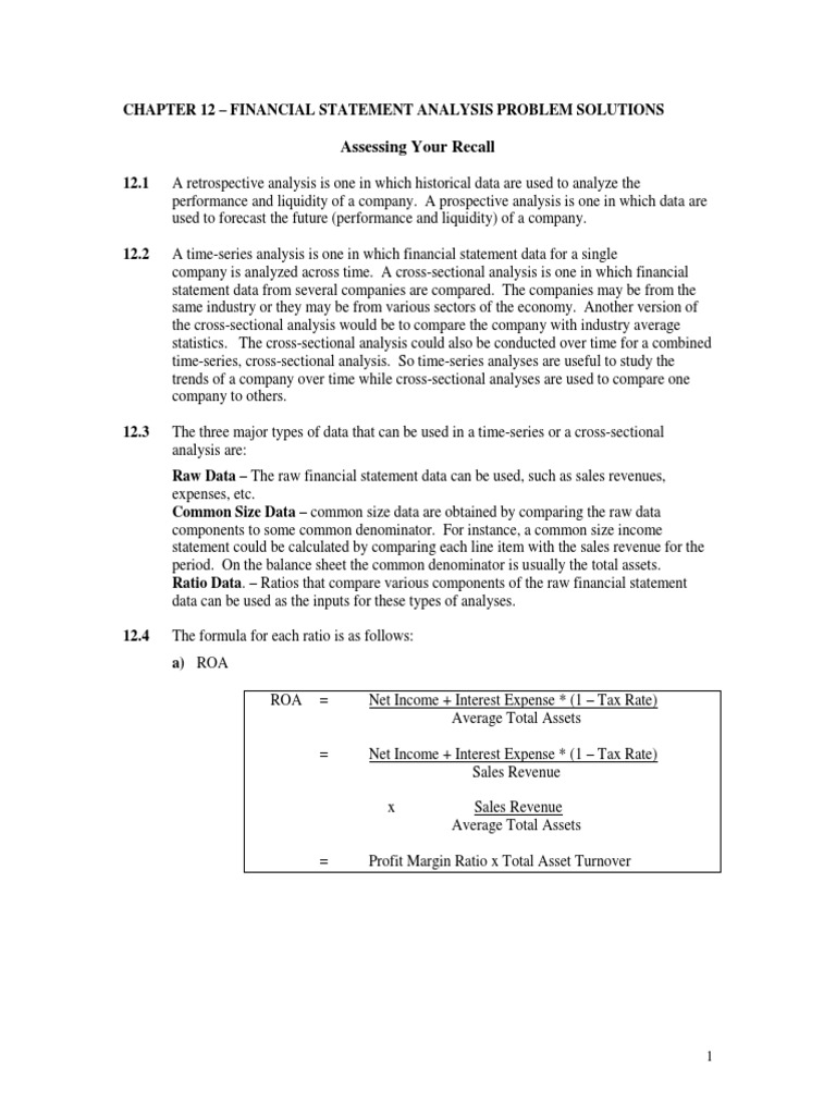 Financial Statement Analysis Problems And Solutions Pdf