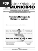 Concurso Público da Prefeitura Municipal de Heliópolis – Edital de Abertura