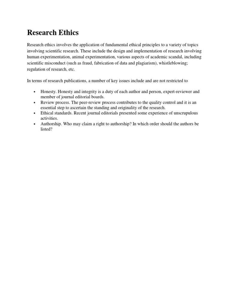 Key Principles of Research Ethics | PDF | Career & Growth