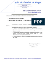 Comunicado Oficial N.º 34 Resultado Sortei 1. Elim. Taça AF Braga Juniores PDF