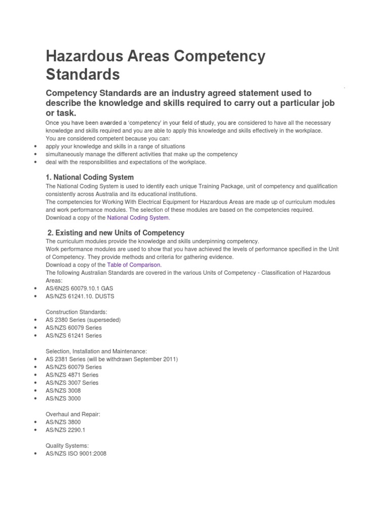 Hazardous Areas Competency Standards | PDF | Competence (Human ...
