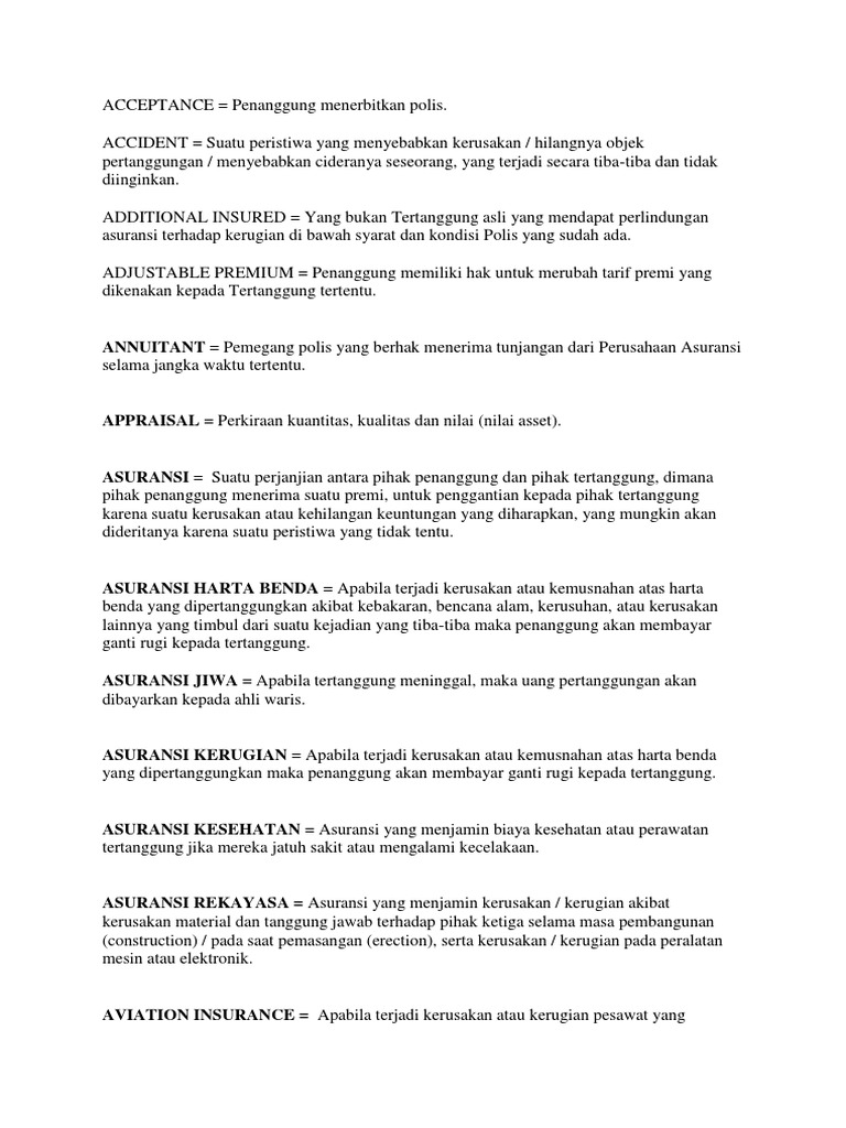 Kamus Asuransi