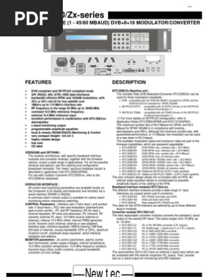 その他 ma NTC/2080/Zx DVB Modulator Overview | PDF | Broadcast Engineering