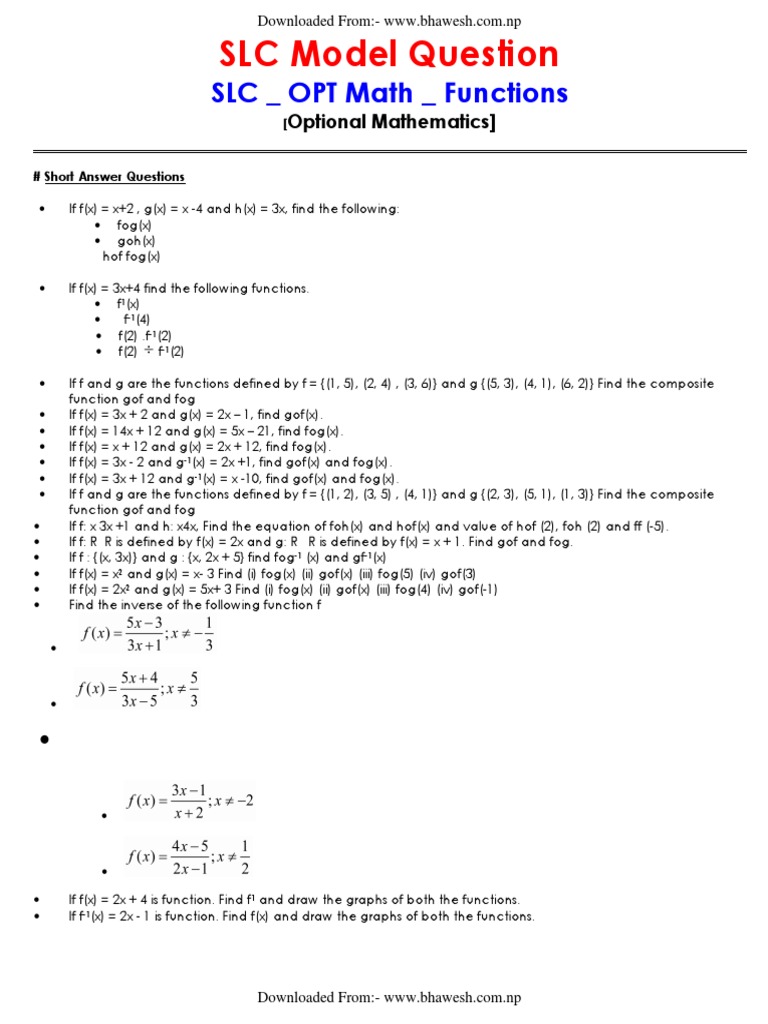 Slc Opt Math Functions Function Mathematics Teaching Mathematics