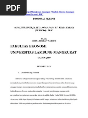 Contoh Proposal Skripsi Manajemen Keuangan