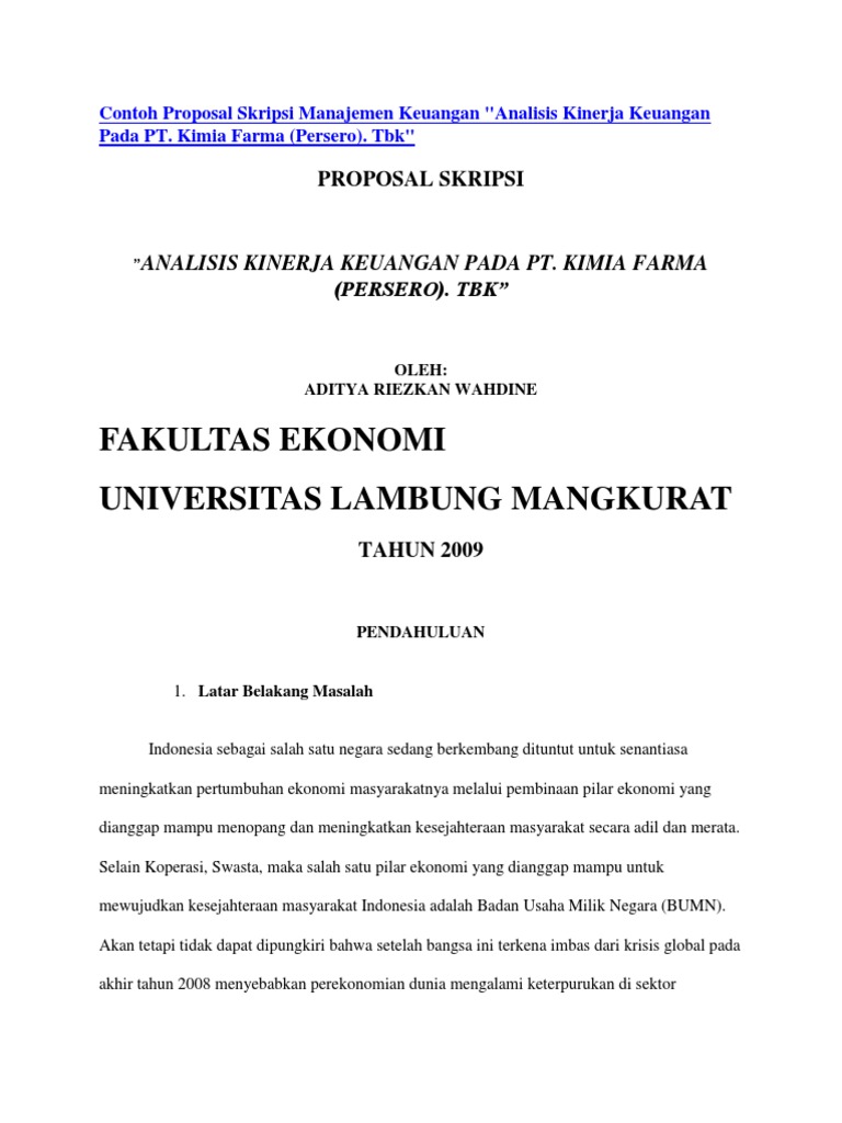 Contoh Proposal Skripsi Manajemen Keuangan Pdf