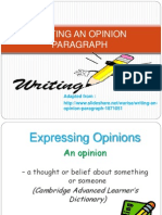 Writing An Opinion Paragraph - 02.2012.2013