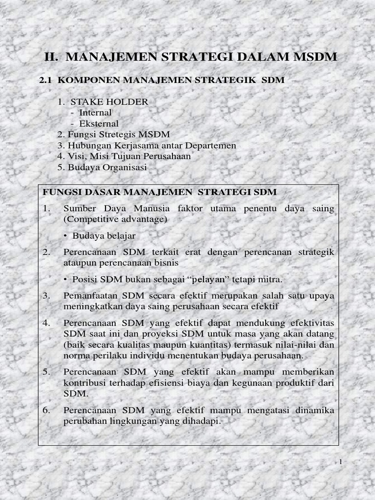 Manajemen Strategi Dalam MSDM | PDF