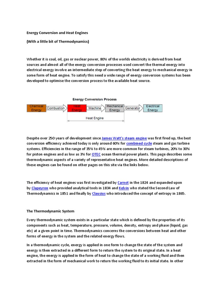Combustion and Energy Conversion in Heat Engines | PDF | Internal ...