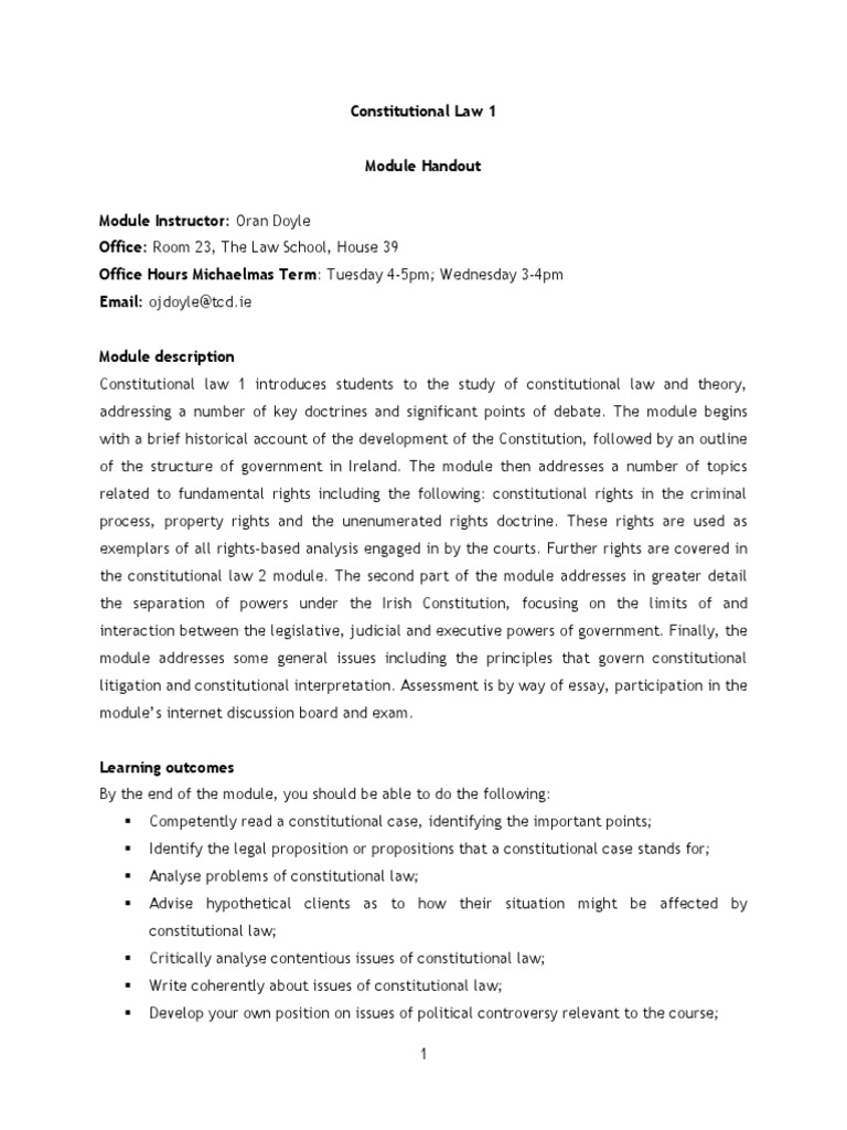 Constitutional Law 1 Module Overview | PDF | United States Constitution ...