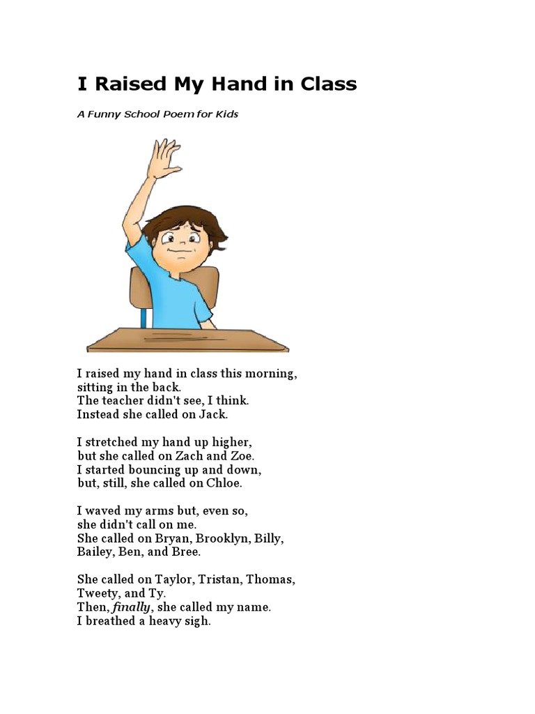I Raised My Hand in Class PDF