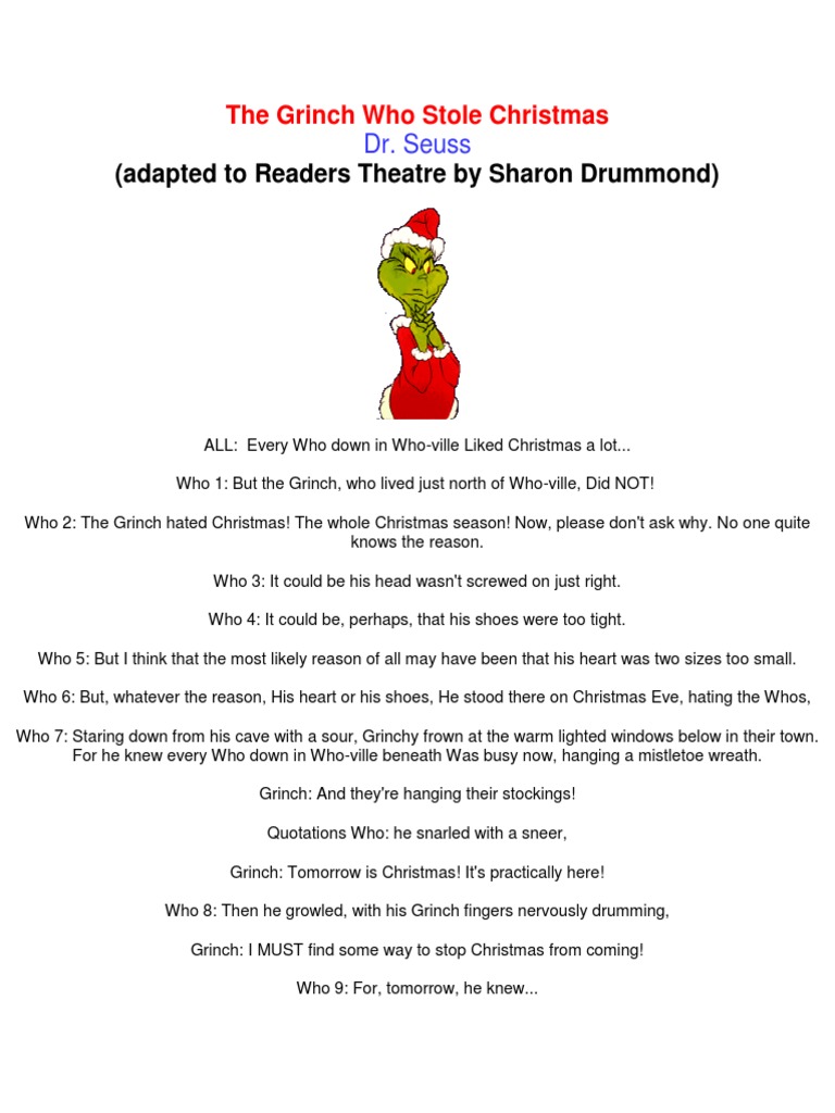 the grinch who stole christmas poem text