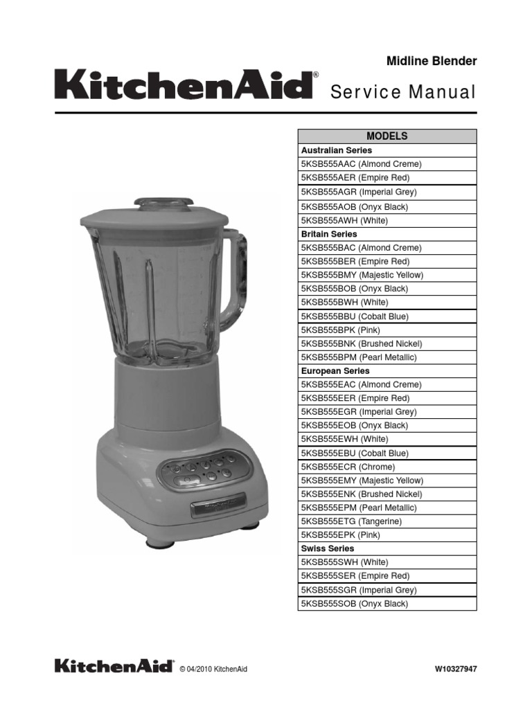 Kitchenaid Service Manual 5ksb555-Blender | PDF | Blender | Nature
