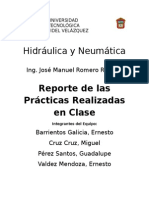 Hidráulica y Neumática: Reporte de Las Prácticas Realizadas en Clase