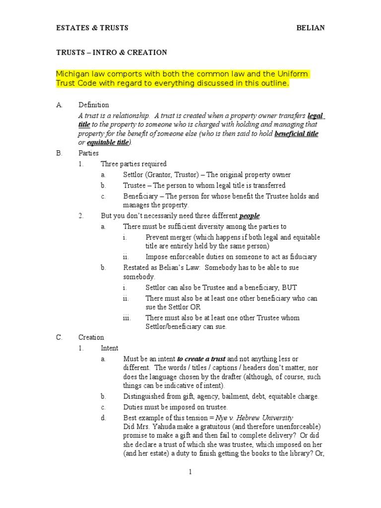 Understanding Trusts: Creation and Types | PDF | Trust Law | Trustee