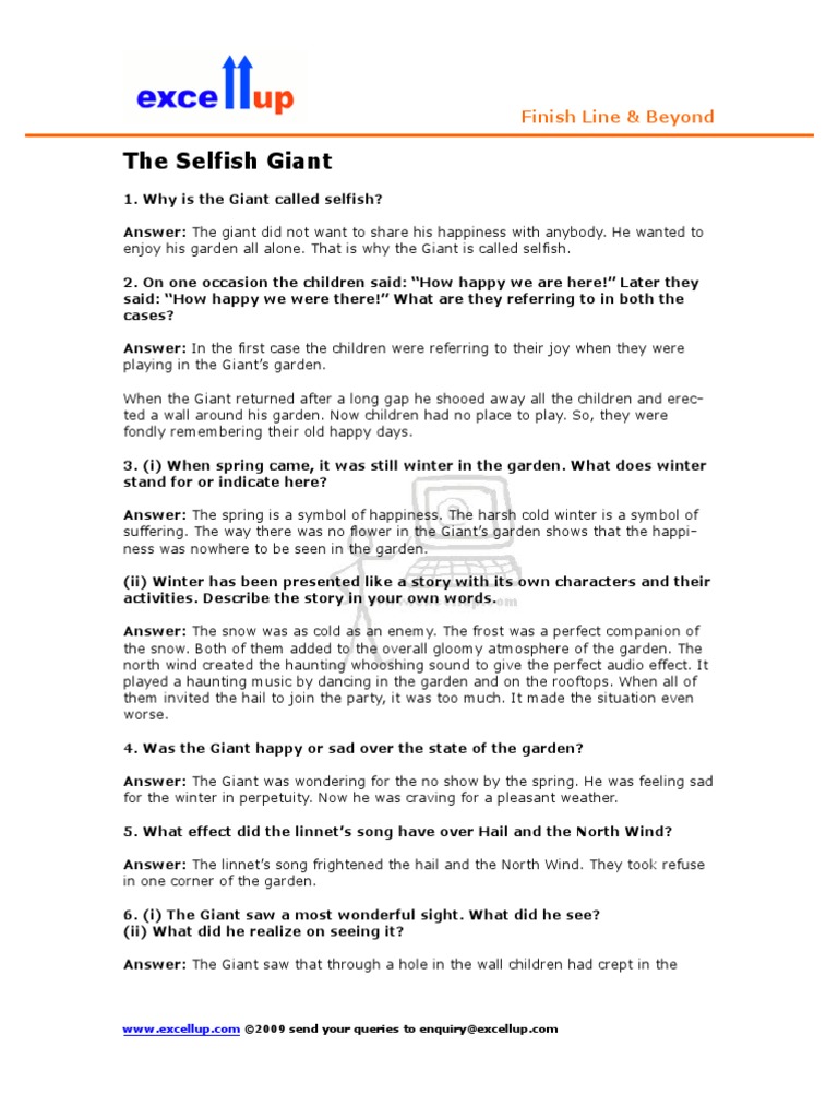 8 English The Selfish Giant | PDF