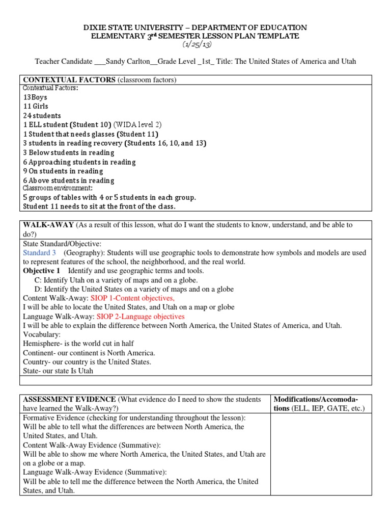 Utah Geography Lesson Plan | PDF | Educational Assessment | Vocabulary