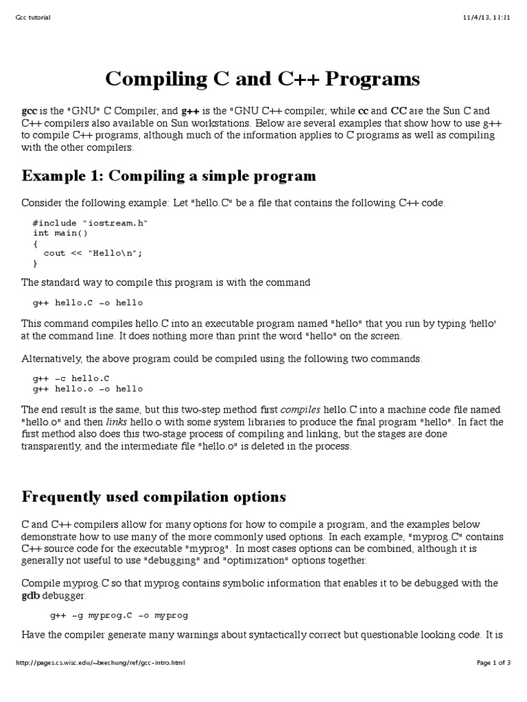 Compiling c and c programs example 1 compiling a simple program
