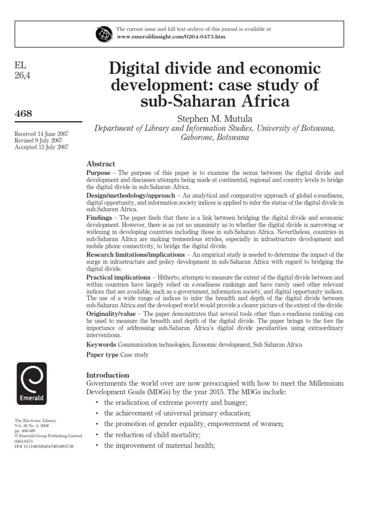 Digital Divide and Economic Development: Case Study | PDF | Millennium ...