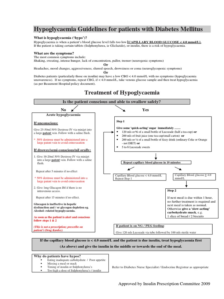 Hypoglycaemia Guidelines | PDF | Hypoglycemia | Blood Sugar