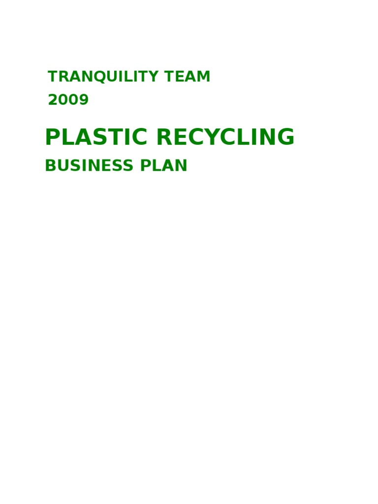 Plastic Recycling Business Plan