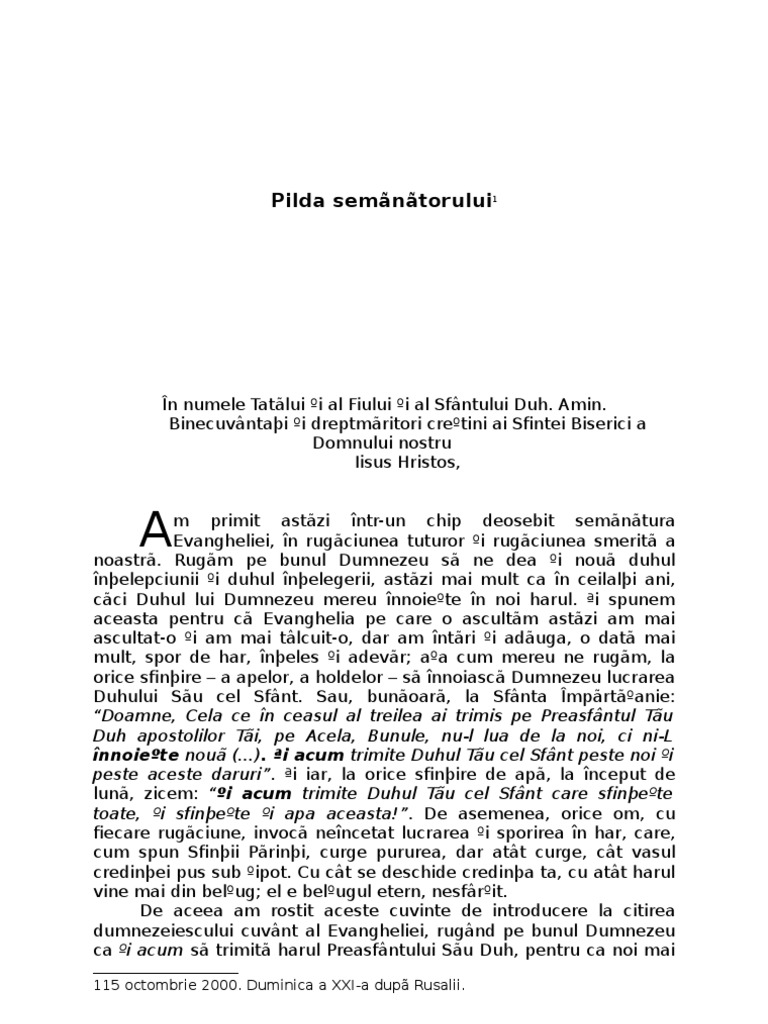 Pilda Semanatorului | PDF