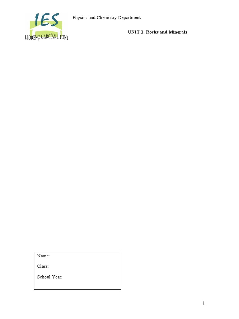 Unit Rocks Minerals, Unit Rocks Minerals | PDF